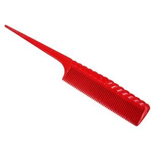 Vintage Hair Comb Unbreakable Rat Tail Teasing Plastic Retro 1980s USA Red 8"